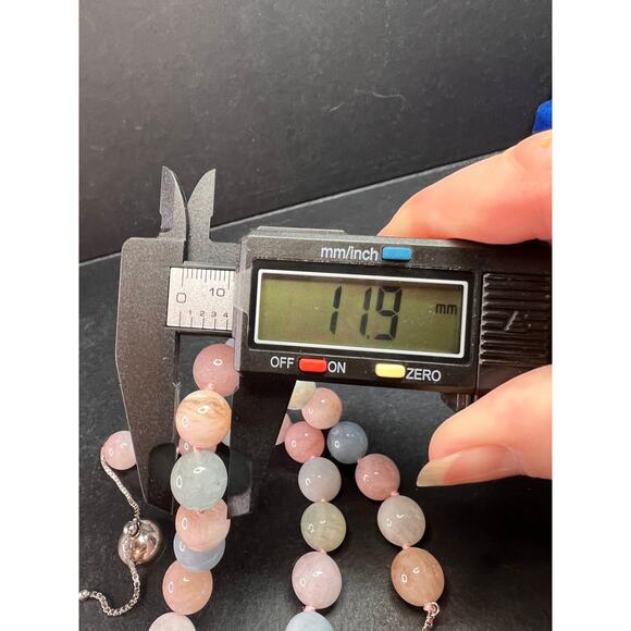 Modern Multi Beryl Bolo Necklace 12mm Morganite Aquamarine Sterling - Picture 12 of 13